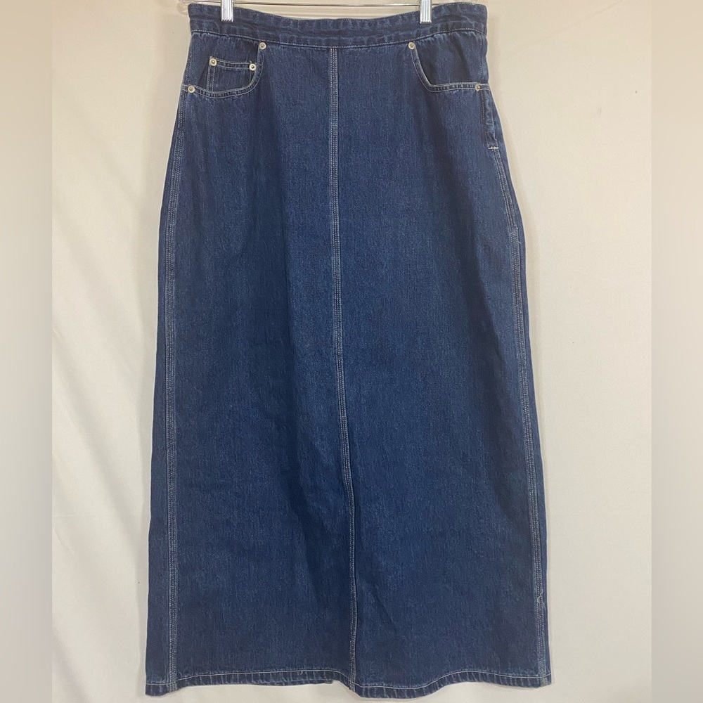 Carolina Blues Vintage Denim Maxi Skirt, Size 14